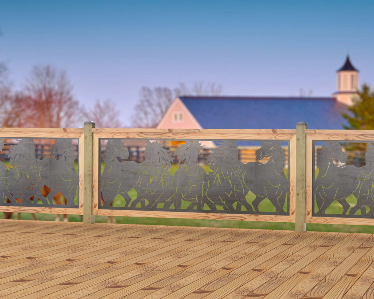 Horses Trotting Railing Panel Insert