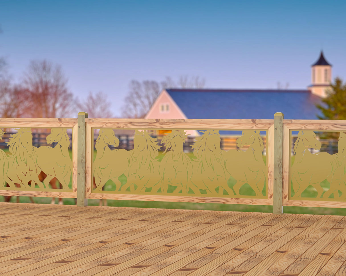 Horses Trotting Railing Panel Insert - Madison Iron and Wood