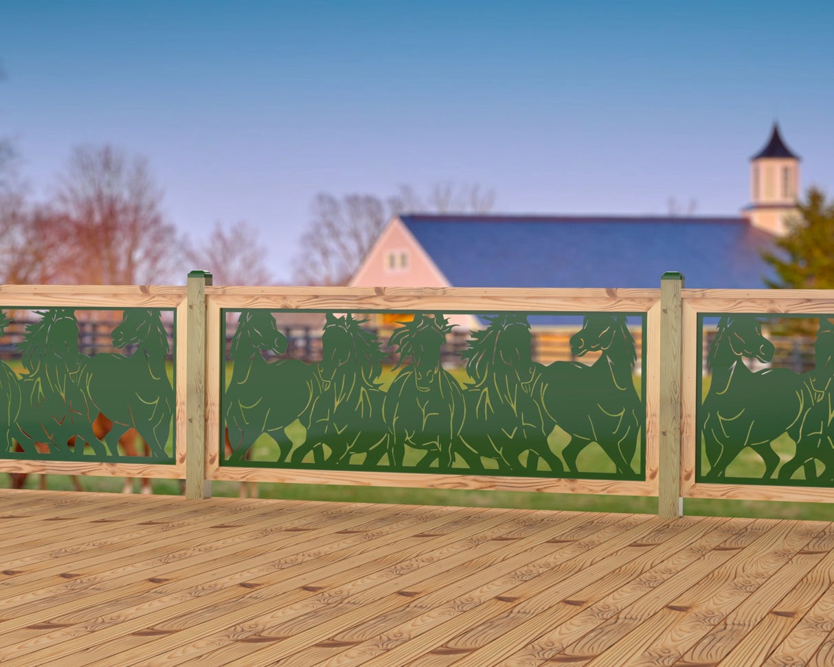 Horses Trotting Railing Panel Insert - Madison Iron and Wood