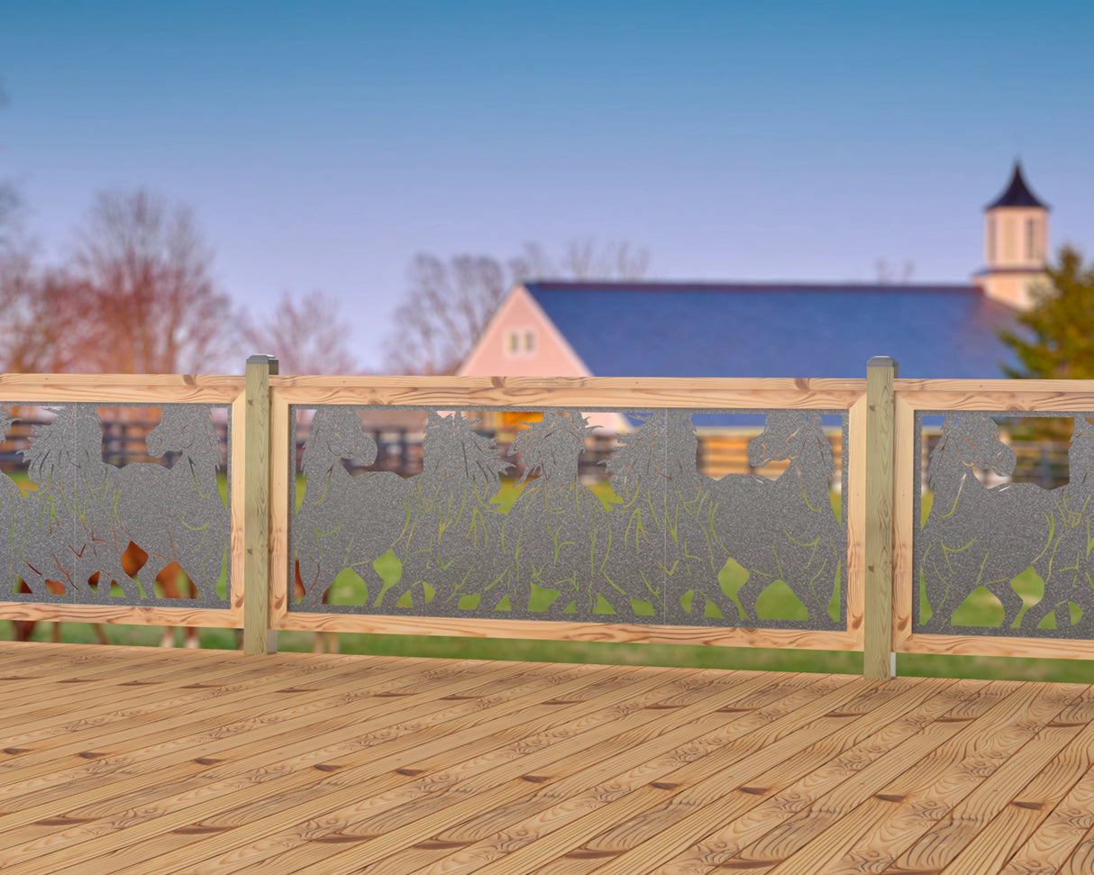 Horses Trotting Railing Panel Insert - Madison Iron and Wood