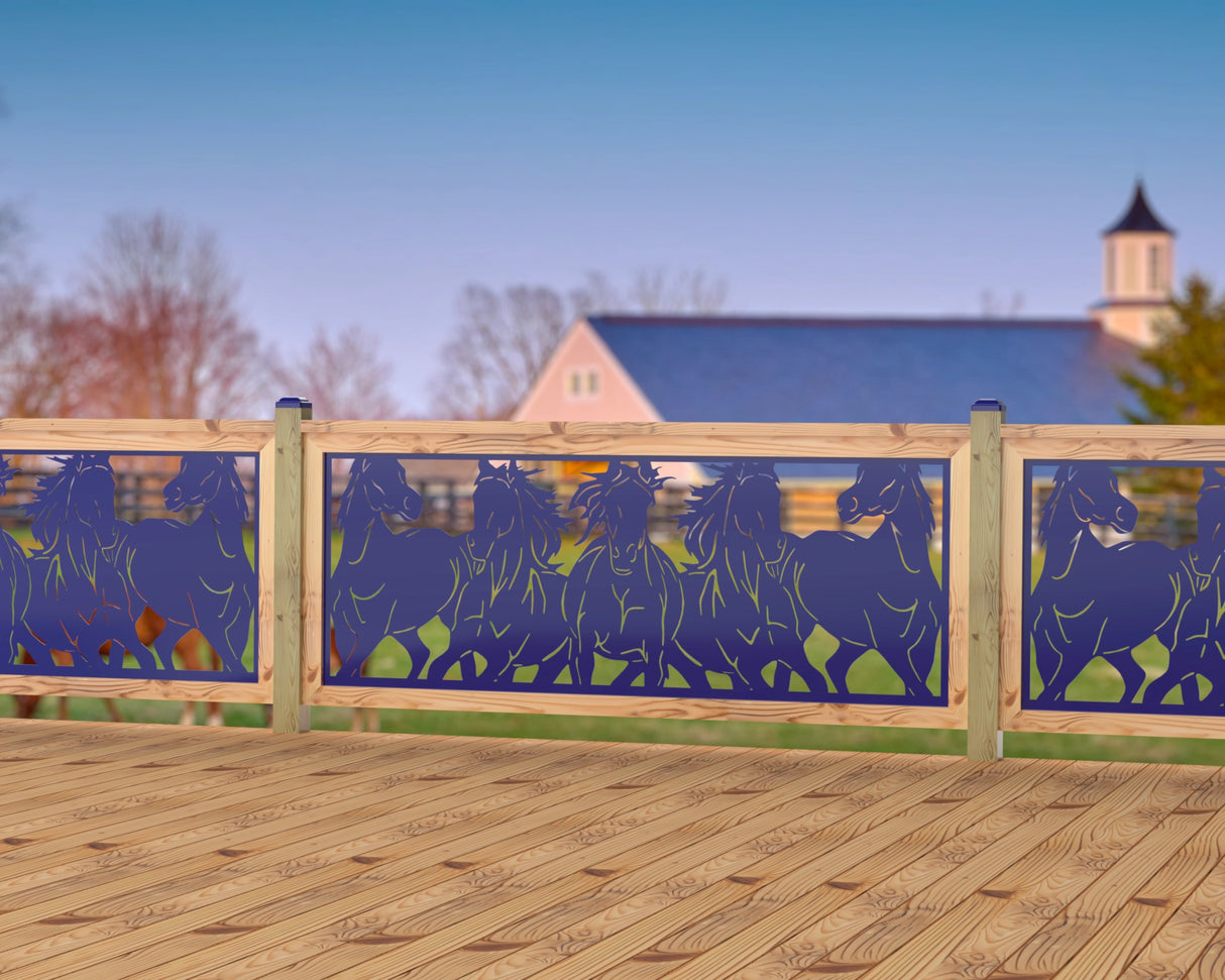 Horses Trotting Railing Panel Insert - Madison Iron and Wood