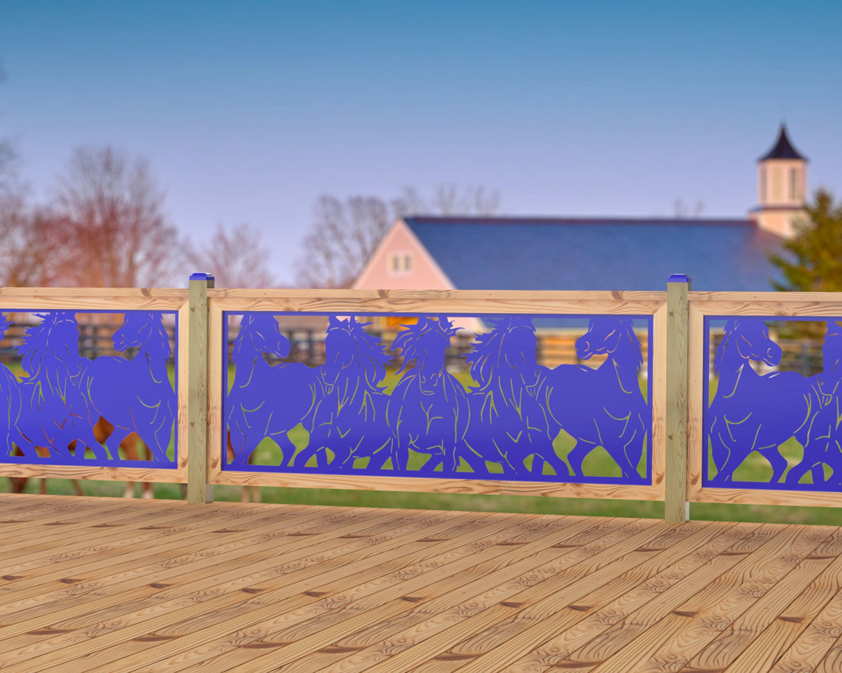 Horses Trotting Railing Panel Insert - Madison Iron and Wood