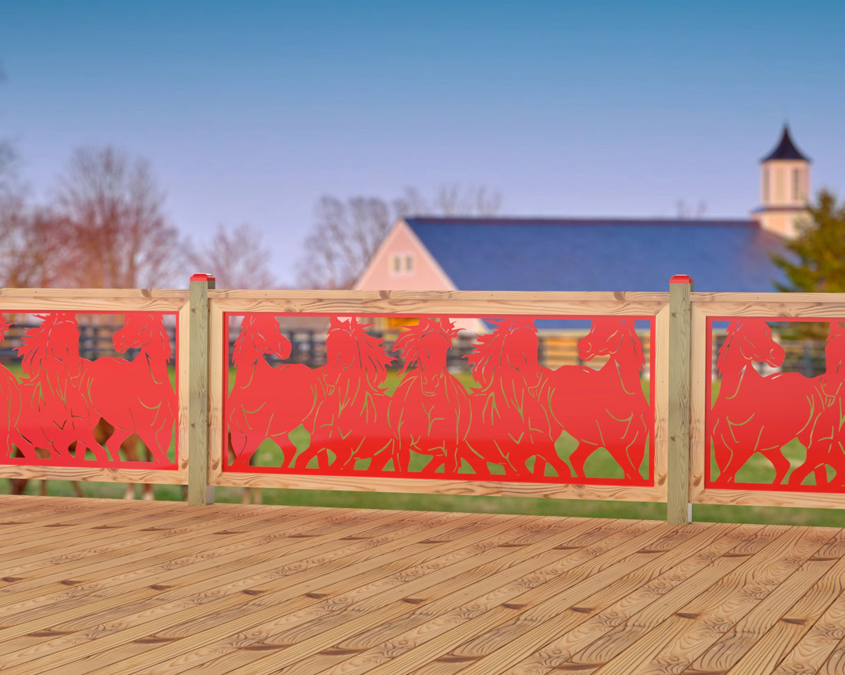 Horses Trotting Railing Panel Insert - Madison Iron and Wood