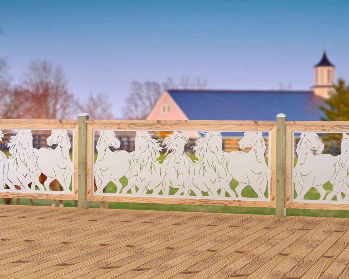 Horses Trotting Railing Panel Insert - Madison Iron and Wood