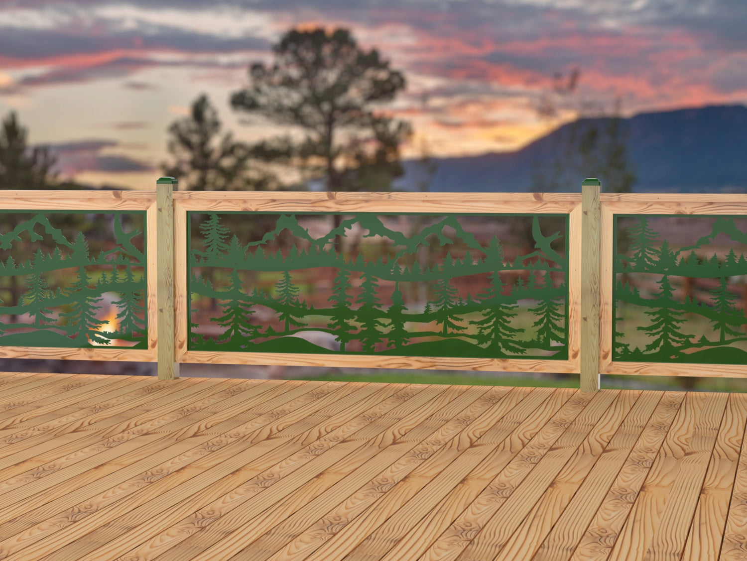 80"x30" - Mountain Landscape Fence/Gate Panel Insert - Madison Iron and Wood