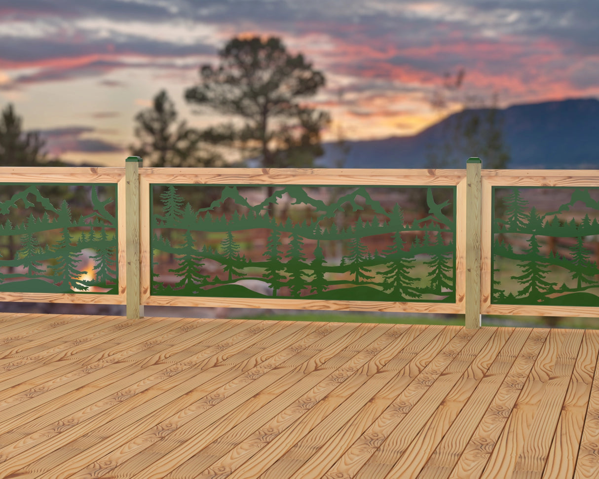 80"x30" - Mountain Landscape Fence/Gate Panel Insert - Madison Iron and Wood