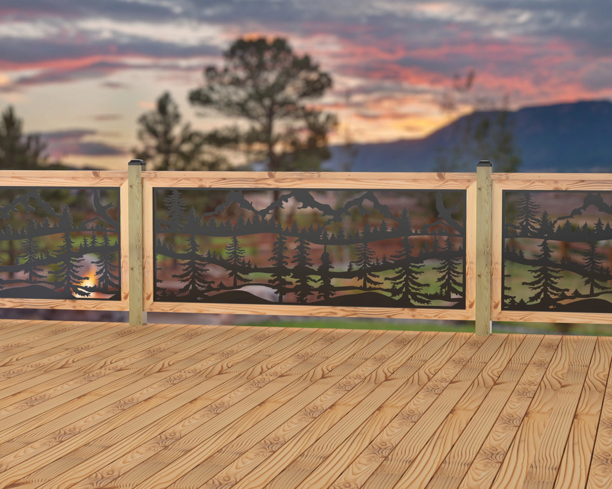 80"x30" - Mountain Landscape Fence/Gate Panel Insert - Madison Iron and Wood