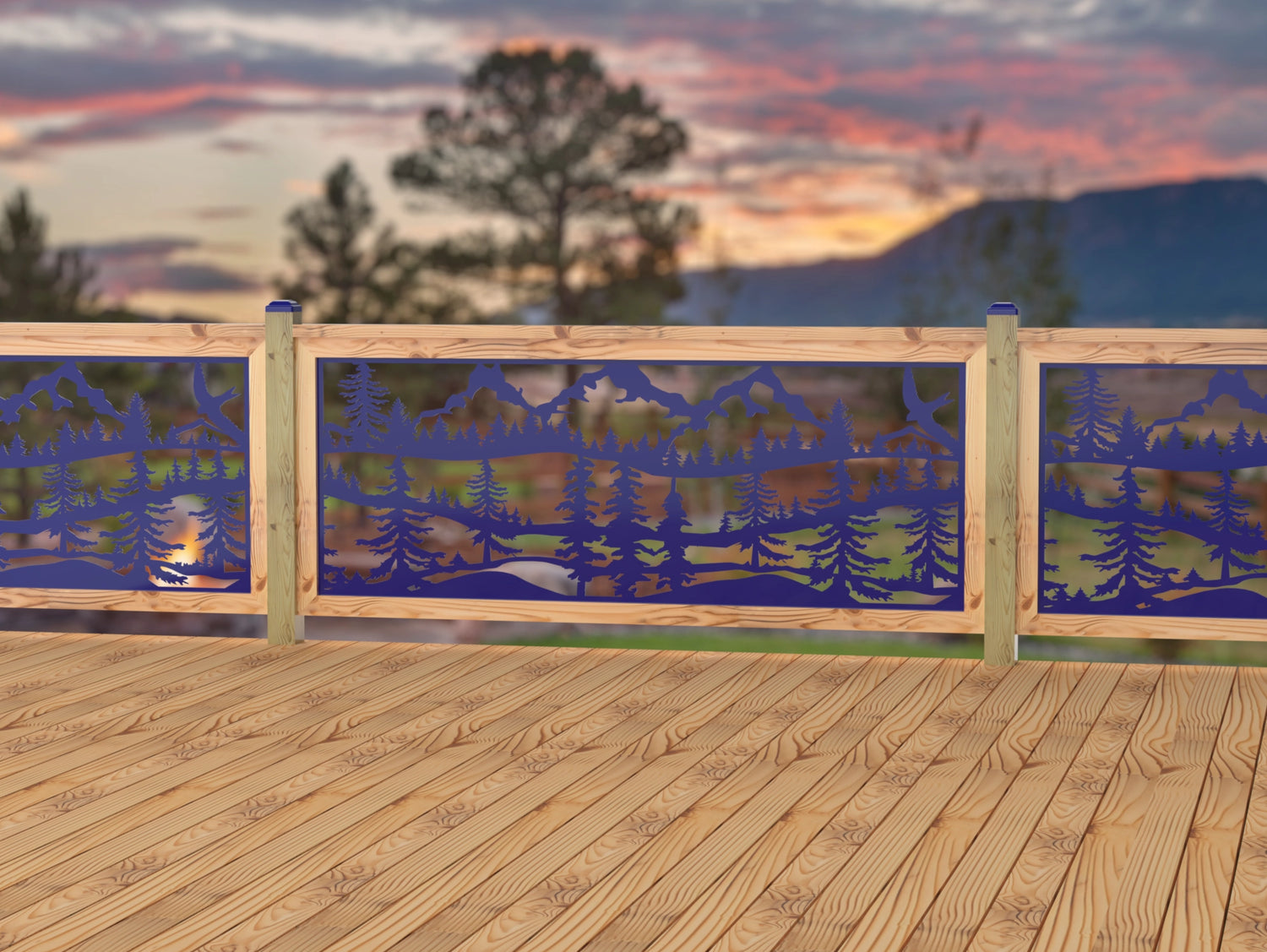 80"x30" - Mountain Landscape Fence/Gate Panel Insert - Madison Iron and Wood