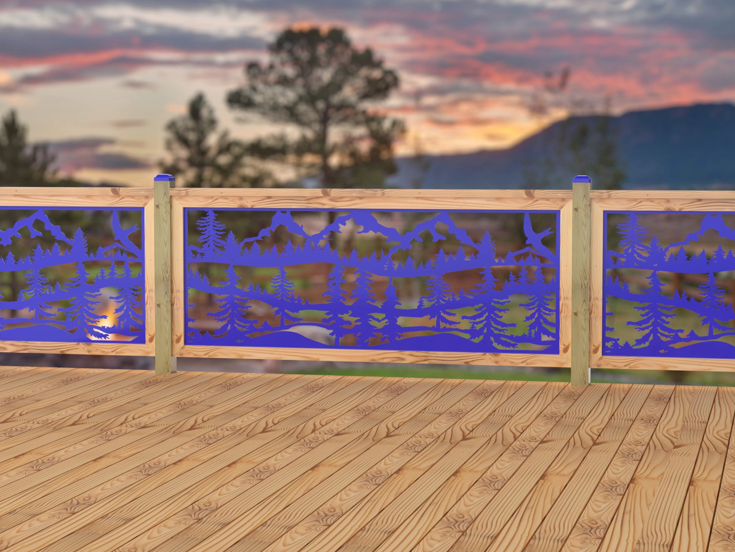 80"x30" - Mountain Landscape Fence/Gate Panel Insert - Madison Iron and Wood