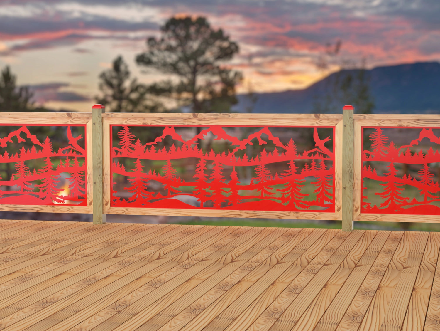 80"x30" - Mountain Landscape Fence/Gate Panel Insert - Madison Iron and Wood