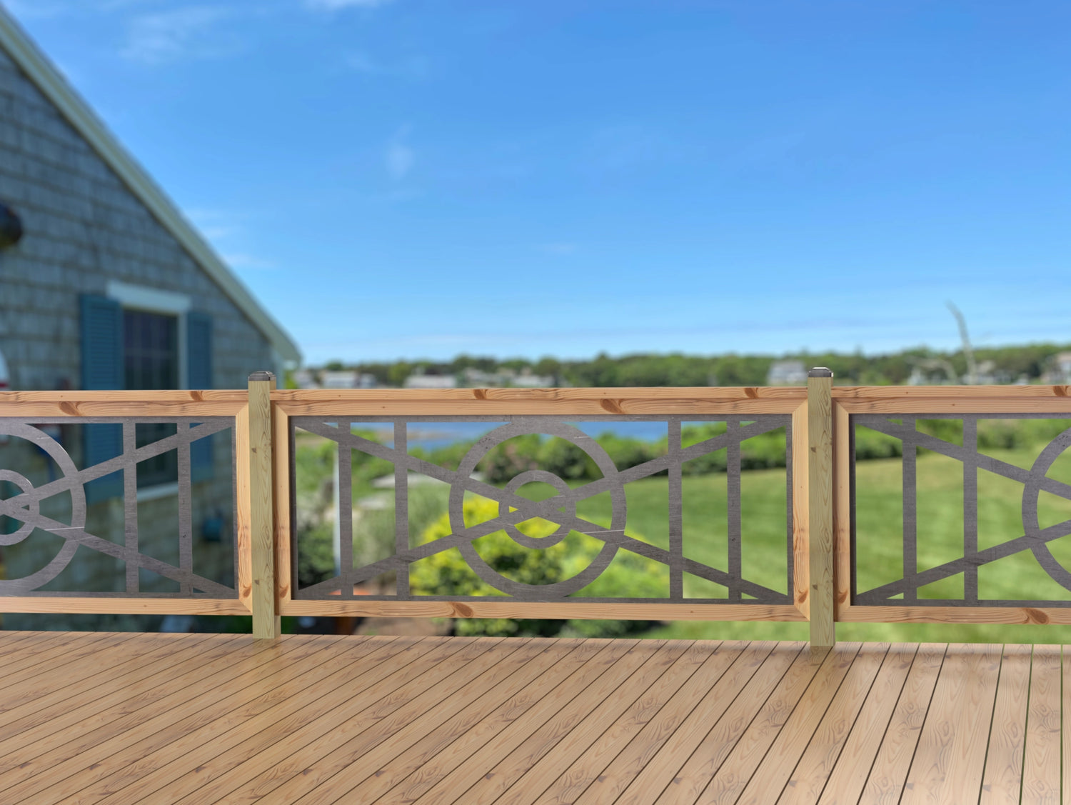 80"x30" - Modern Nautical Design Fence/Gate Panel Insert - Madison Iron and Wood