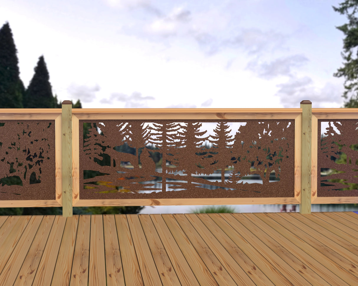 80"x30" - Wolves Howling Fence/Gate Panel Insert - Madison Iron and Wood