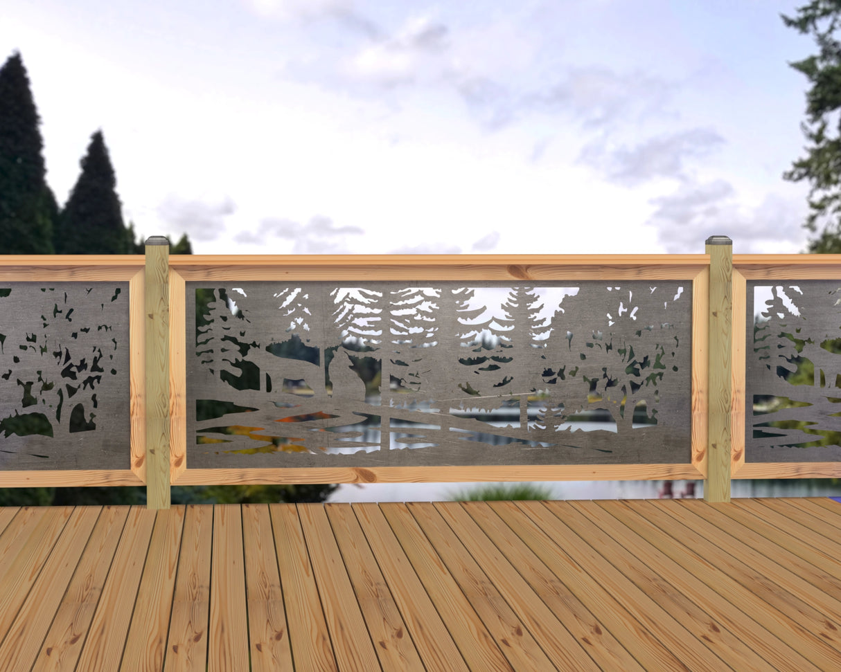 80"x30" - Wolves Howling Fence/Gate Panel Insert - Madison Iron and Wood