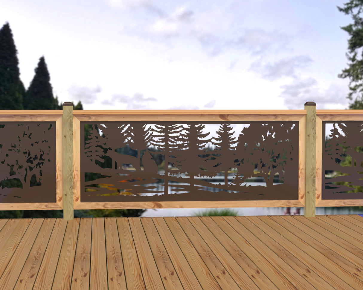 80"x30" - Wolves Howling Fence/Gate Panel Insert - Madison Iron and Wood