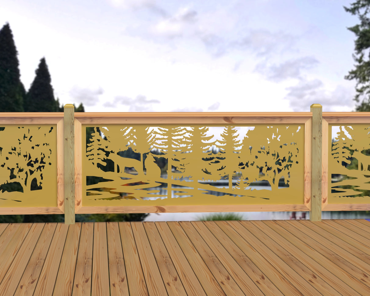 80"x30" - Wolves Howling Fence/Gate Panel Insert - Madison Iron and Wood