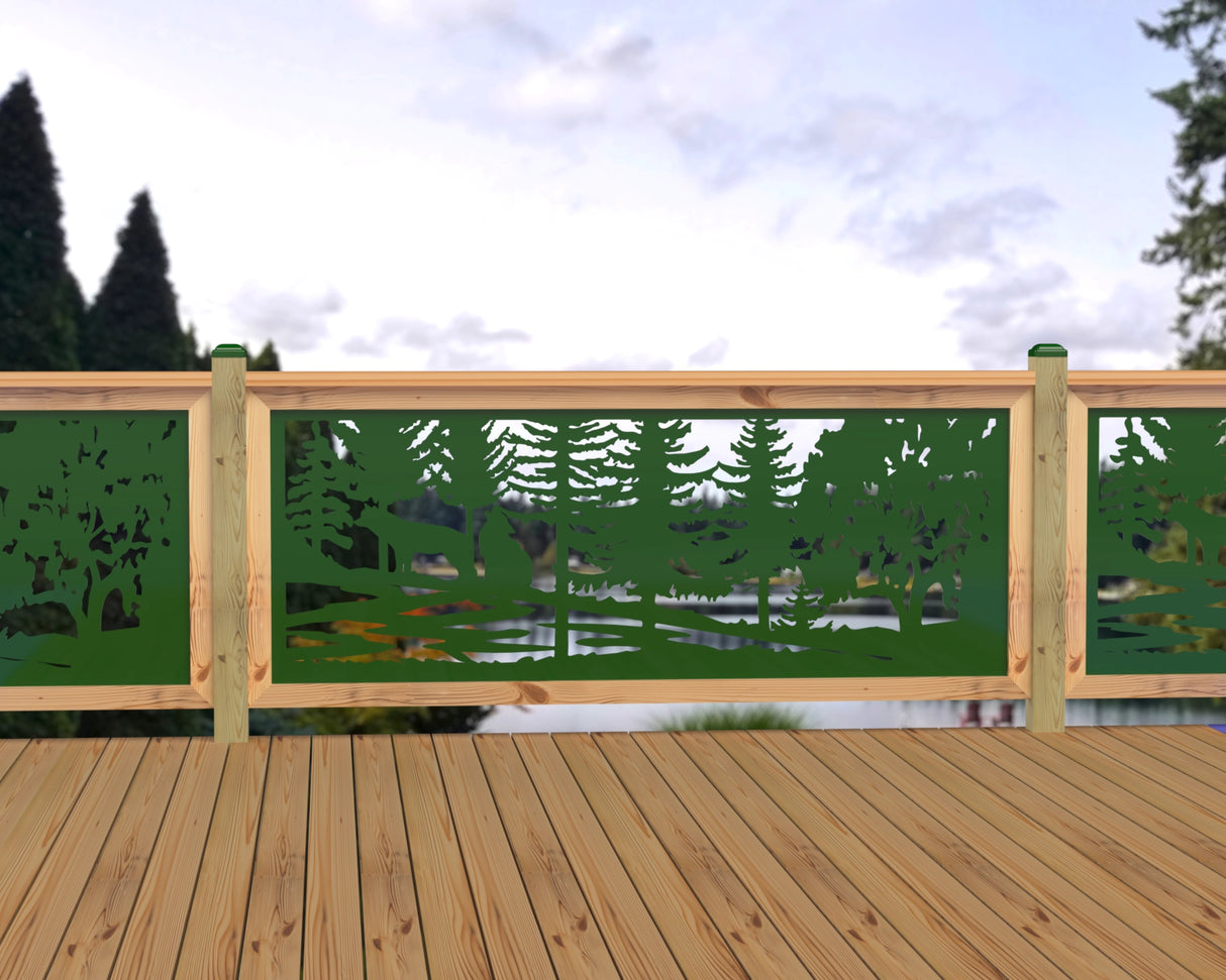 80"x30" - Wolves Howling Fence/Gate Panel Insert - Madison Iron and Wood