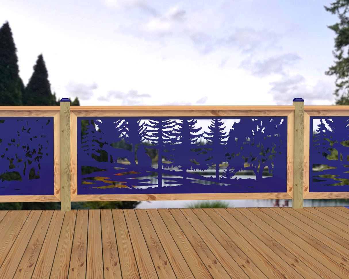 80"x30" - Wolves Howling Fence/Gate Panel Insert - Madison Iron and Wood