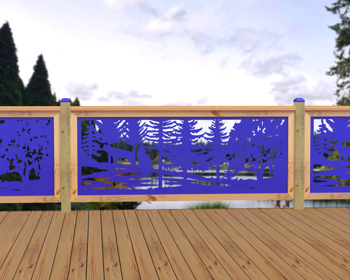 80"x30" - Wolves Howling Fence/Gate Panel Insert - Madison Iron and Wood