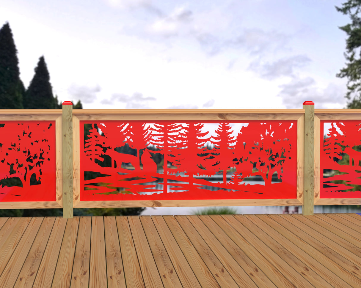 80"x30" - Wolves Howling Fence/Gate Panel Insert - Madison Iron and Wood