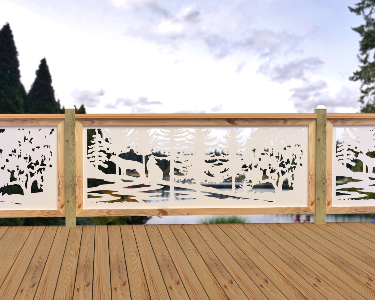 80"x30" - Wolves Howling Fence/Gate Panel Insert - Madison Iron and Wood