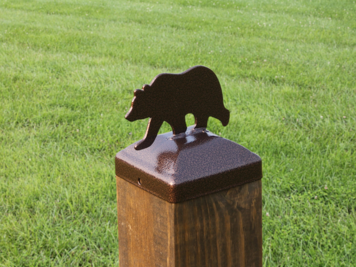 6X6 Bear Walking Post Cap (5.5 x 5.5 Post Size) - Madison Iron and Wood