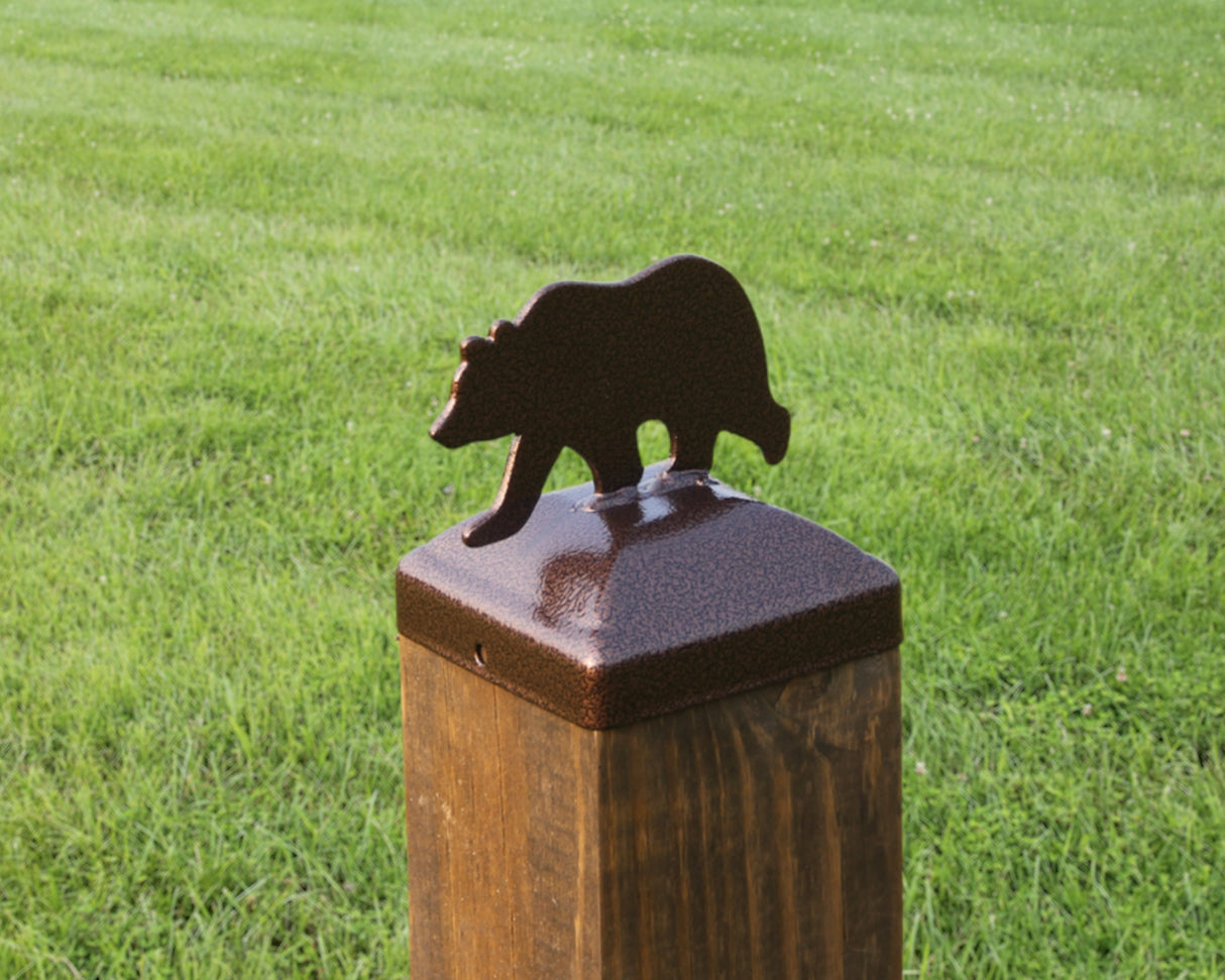 6X6 Bear Walking Post Cap (5.5 x 5.5 Post Size) - Madison Iron and Wood