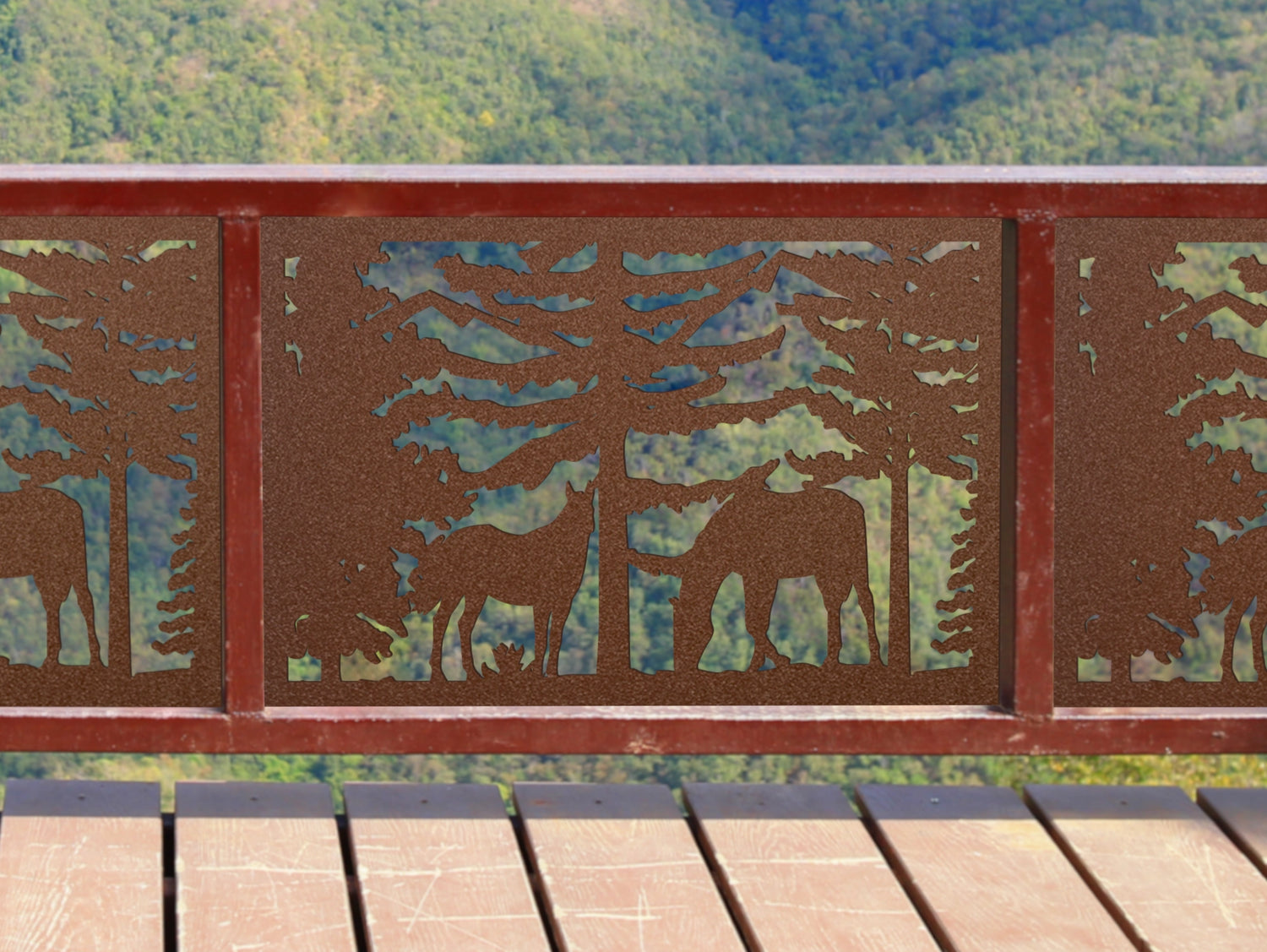 80"x30" - Horses Landscape Fence/Gate Panel Insert - Madison Iron and Wood