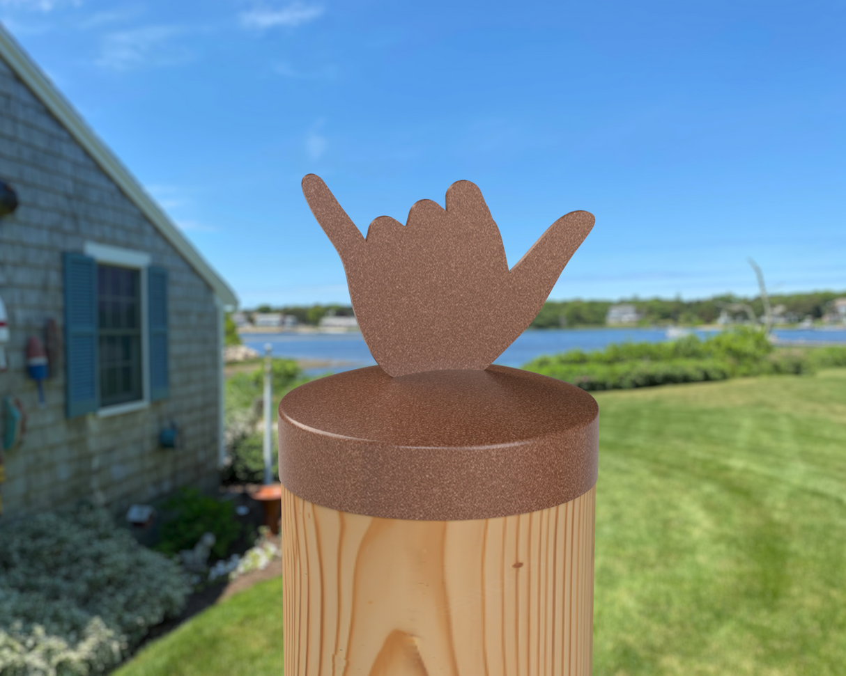 Shaka Hand, Round Post Cap (4x4 Round Post Size) - Madison Iron and Wood
