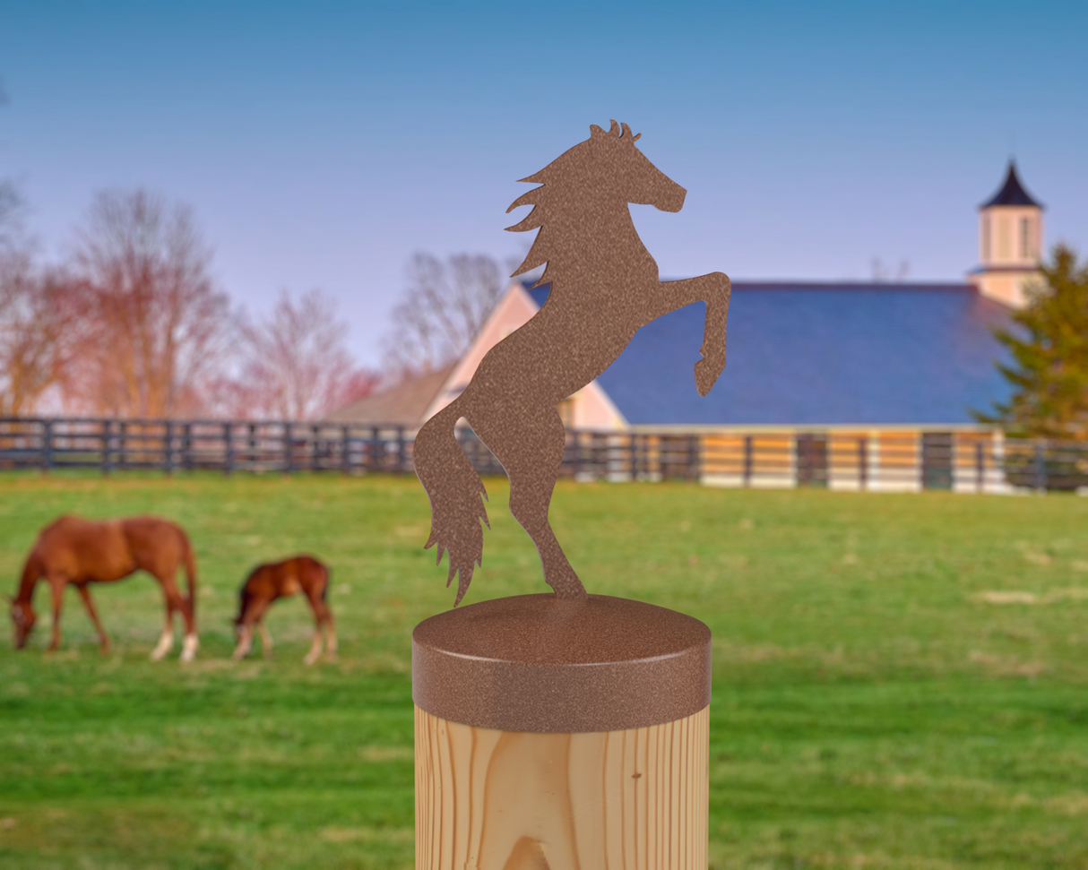 Horse Rearing, Round Post Cap (4x4 Round Post Size) - Madison Iron and Wood