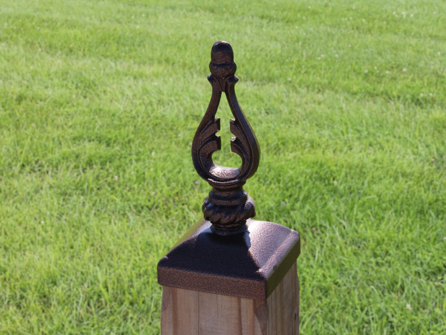 4X4 Wrought Iron Acorn Top Post Cap (Fits 3.5 x 3.5 Post Size) - Madison Iron and Wood
