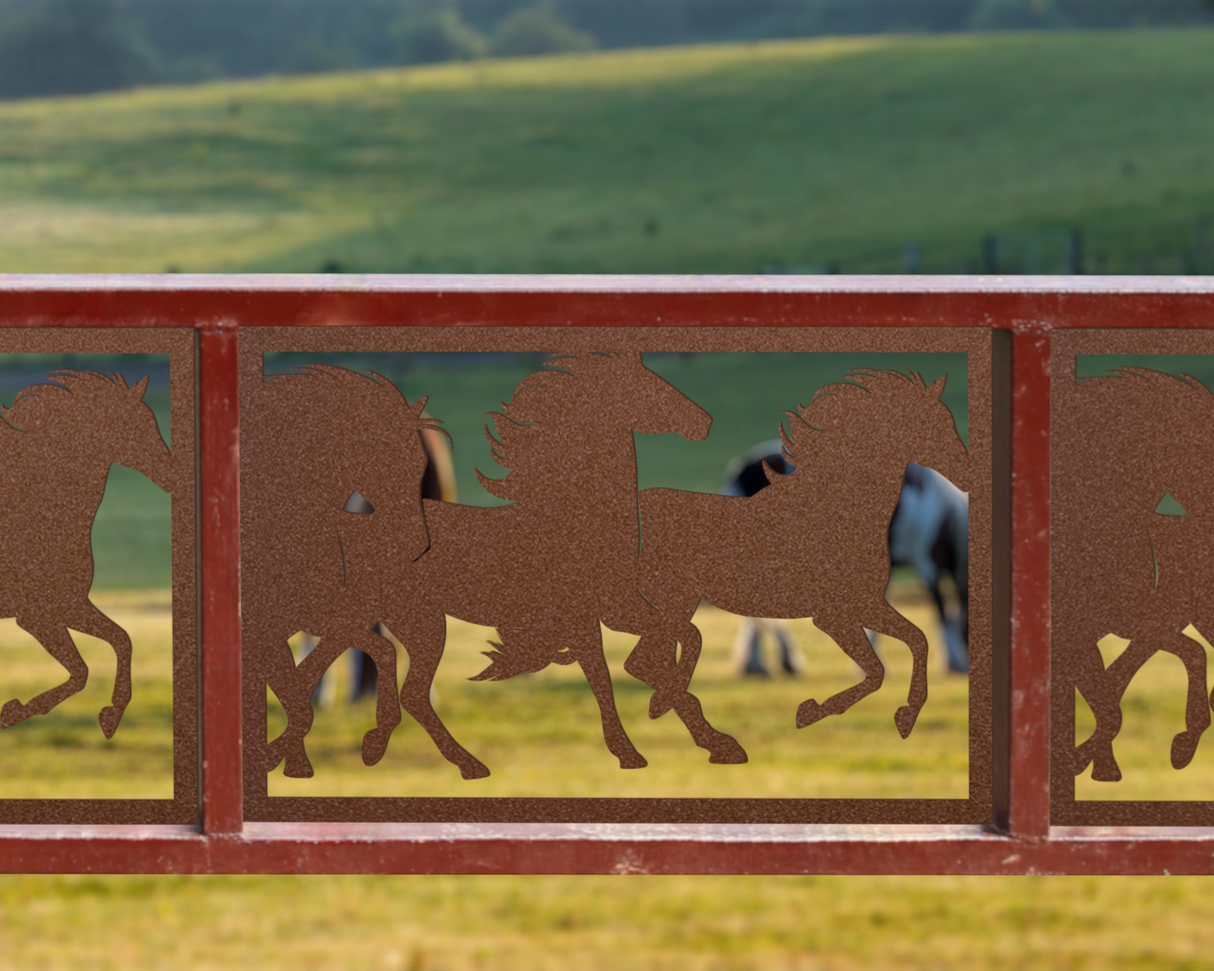 80"x30" - Horses Running Fence/Gate Panel Insert - Madison Iron and Wood