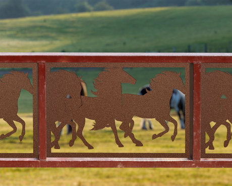 80"x30" - Horses Running Fence/Gate Panel Insert - Madison Iron and Wood