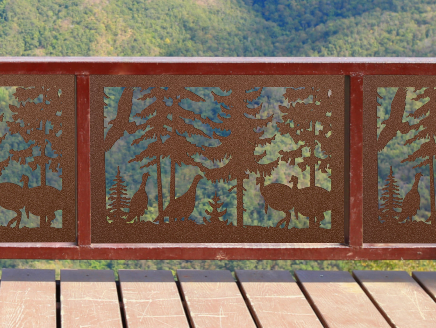 80"x30" - Turkey Scene Fence/Gate Panel Insert - Madison Iron and Wood