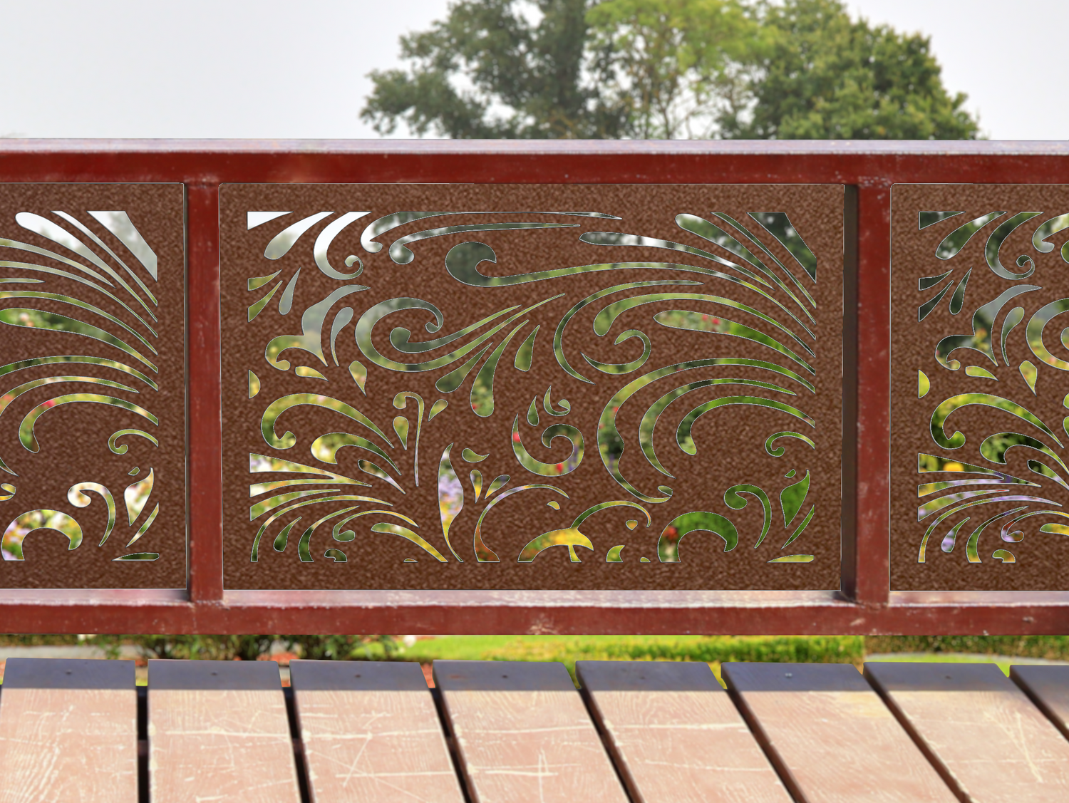 80"x30" - Elegant Scroll Design Fence/Gate Panel Insert - Madison Iron and Wood