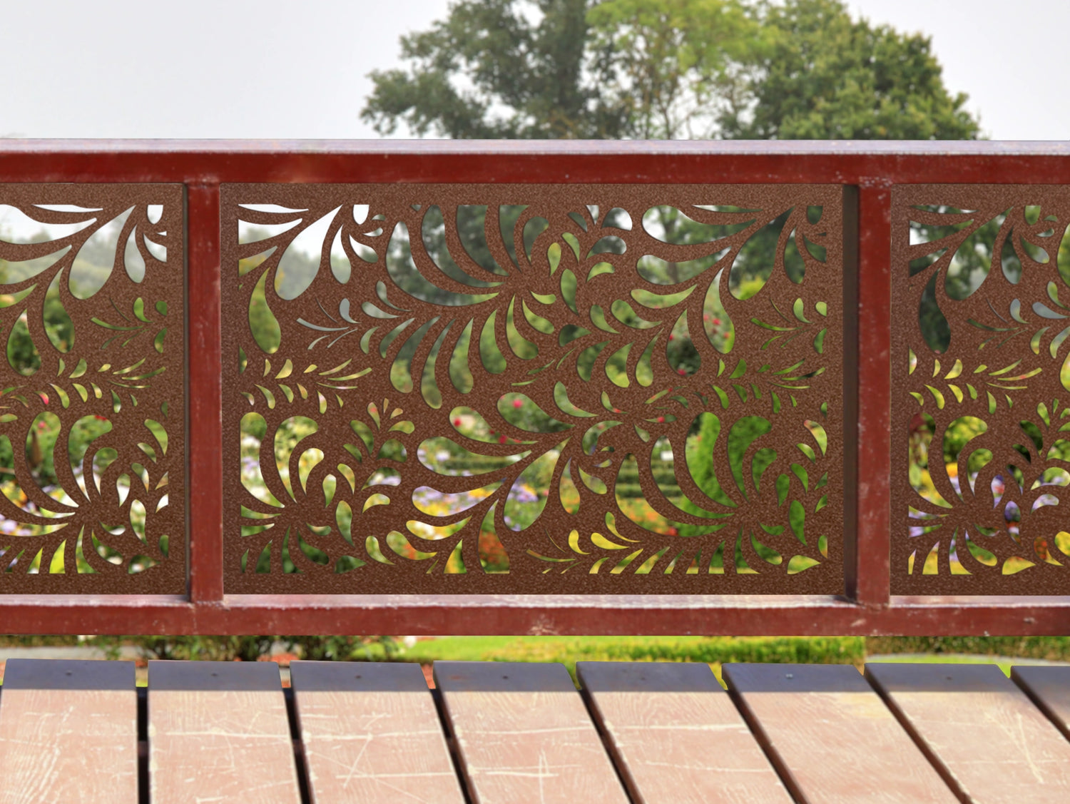 80"x30" - Budding Leaf Pattern Fence/Gate Panel Insert - Madison Iron and Wood