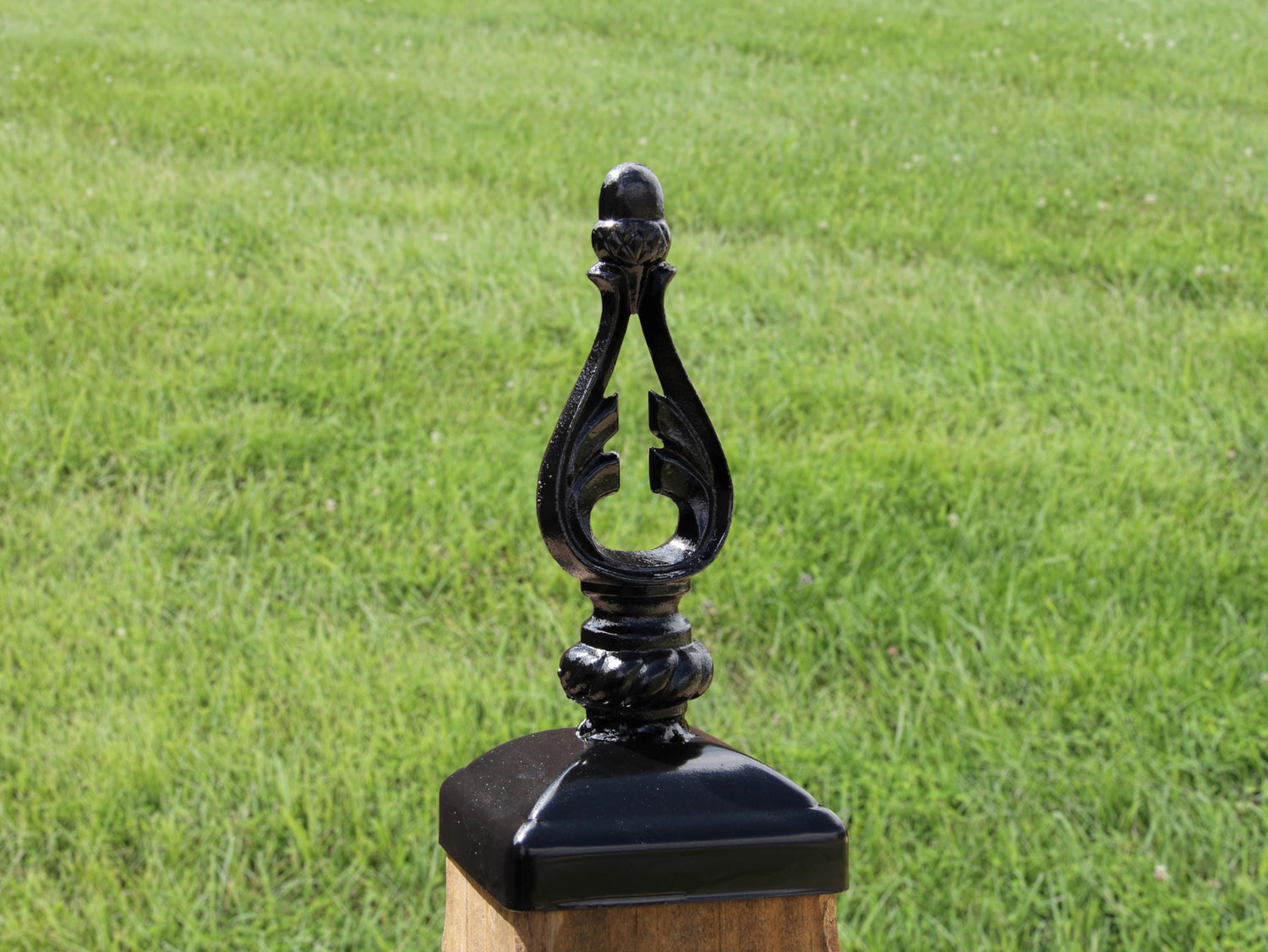 4X4 Wrought Iron Acorn Top Post Cap (Fits 3.5 x 3.5 Post Size) - Madison Iron and Wood