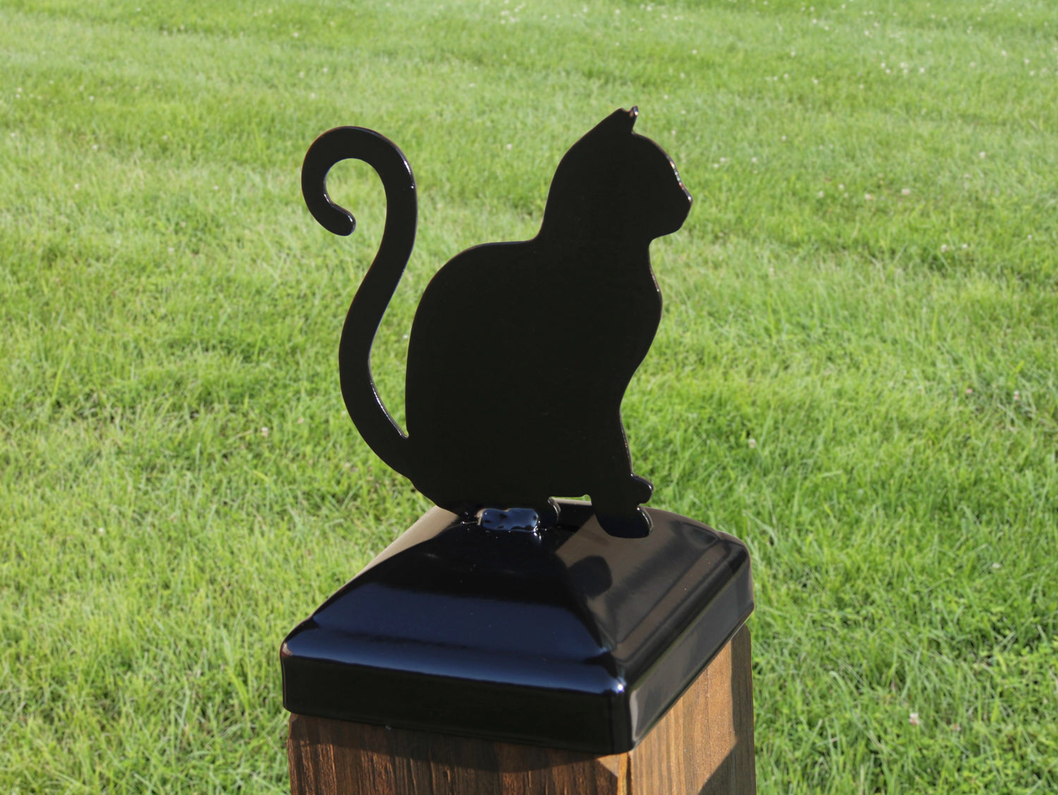 True Size 6x6 Post Cap with Dog or Cat Finial Choice - Madison Iron and Wood