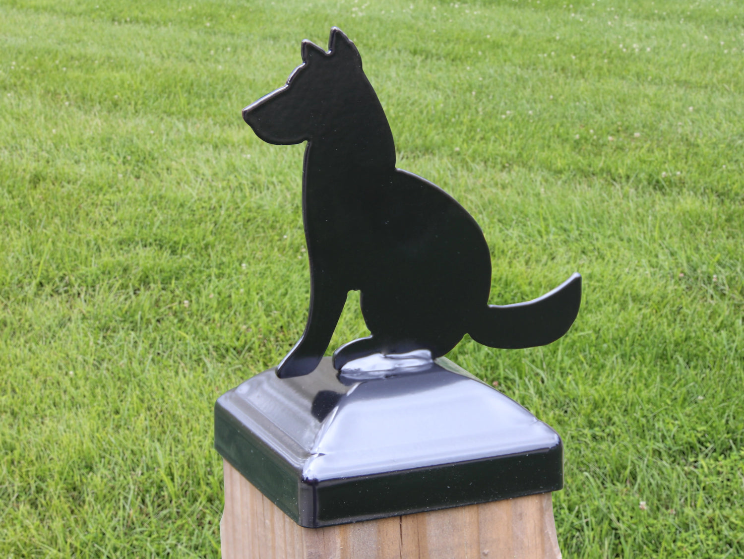 True Size 6x6 Post Cap with Dog or Cat Finial Choice - Madison Iron and Wood
