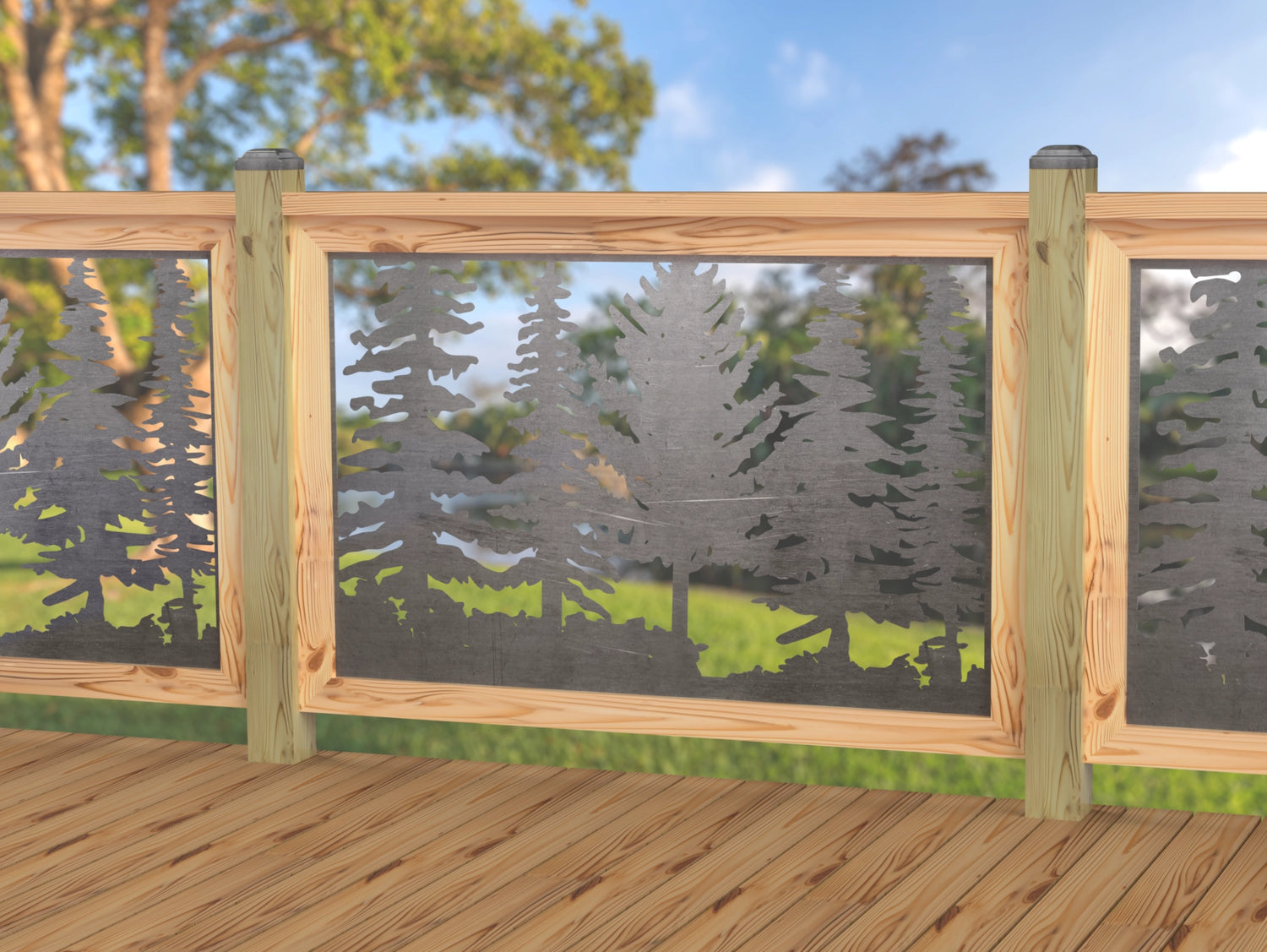 47"x30" - Forest Landscape Fence/Gate Panel Insert - Variation 4 - Madison Iron and Wood