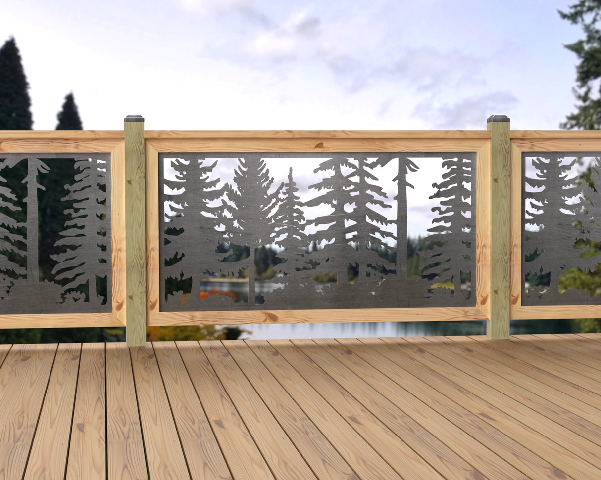 60"x30" - Forest Landscape Fence/Gate Panel Insert - Variation 2 - Madison Iron and Wood