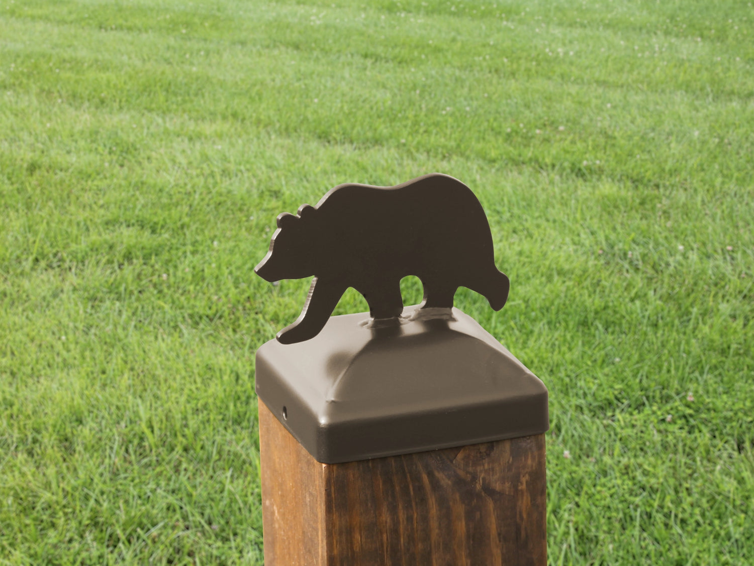 6X6 Bear Walking Post Cap (5.5 x 5.5 Post Size) - Madison Iron and Wood