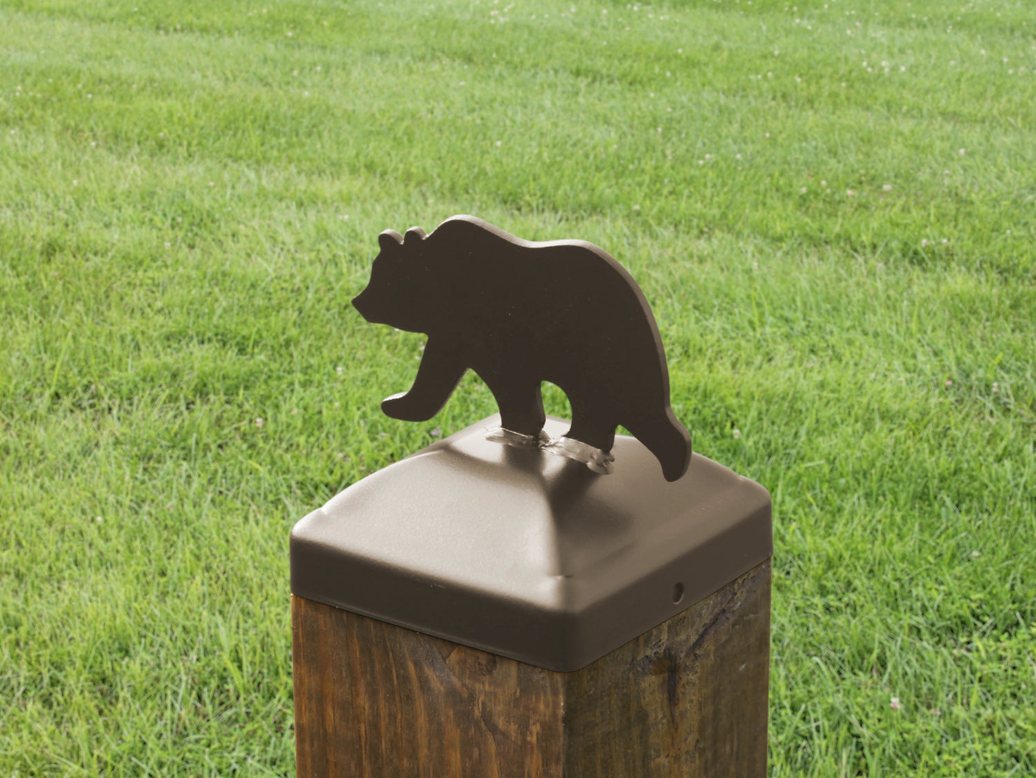 6X6 Bear Walking Post Cap (5.5 x 5.5 Post Size) - Madison Iron and Wood