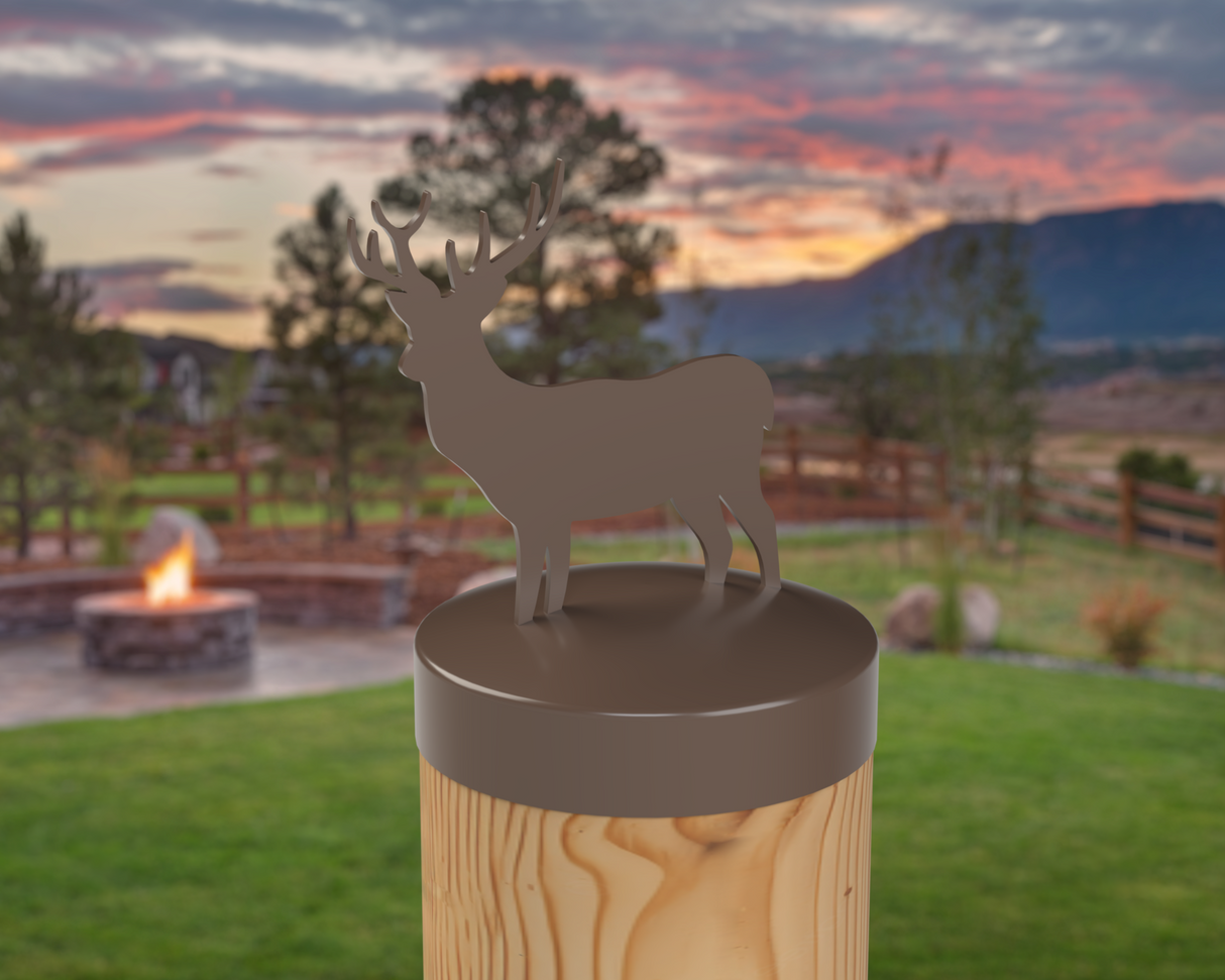 Deer, Round Post Cap (4x4 Round Post Size) - Madison Iron and Wood