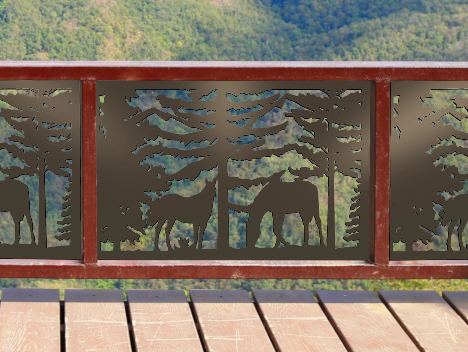 80"x30" - Horses Landscape Fence/Gate Panel Insert - Madison Iron and Wood