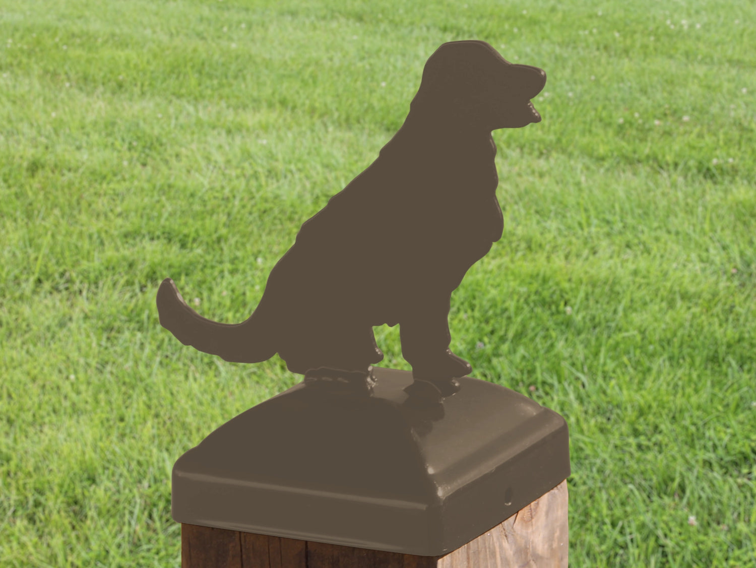 6X6 Golden Retriever Post Cap (5.5 x 5.5 Post Size) - Madison Iron and Wood