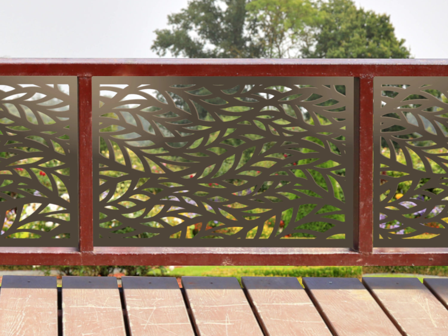 80"x30" - Willow Leaves Fence/Gate Panel Insert - Madison Iron and Wood