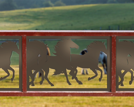 80"x30" - Horses Running Fence/Gate Panel Insert - Madison Iron and Wood
