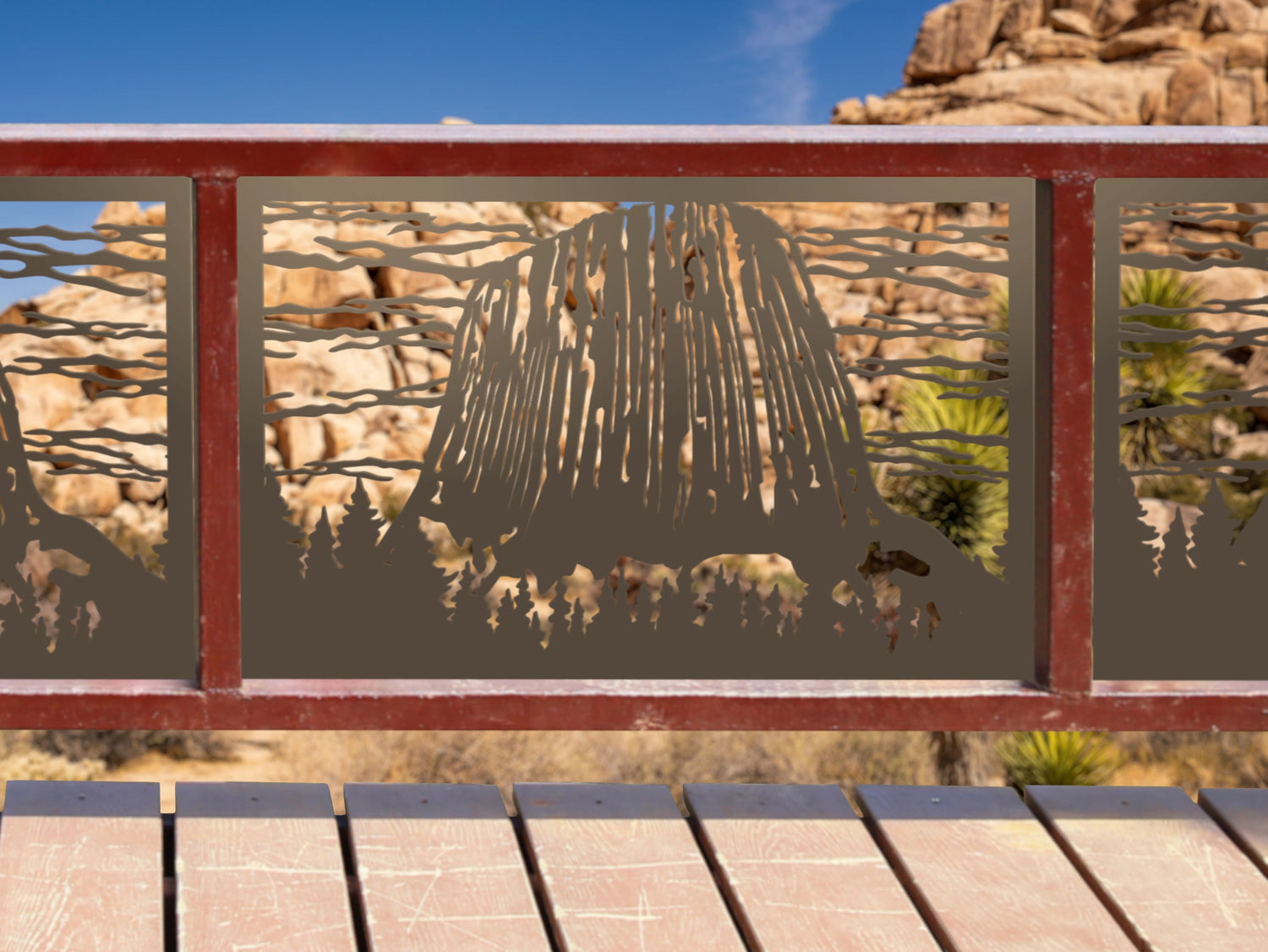 80"x30" - Devils Tower National Monument Fence/Gate Panel Insert - Madison Iron and Wood