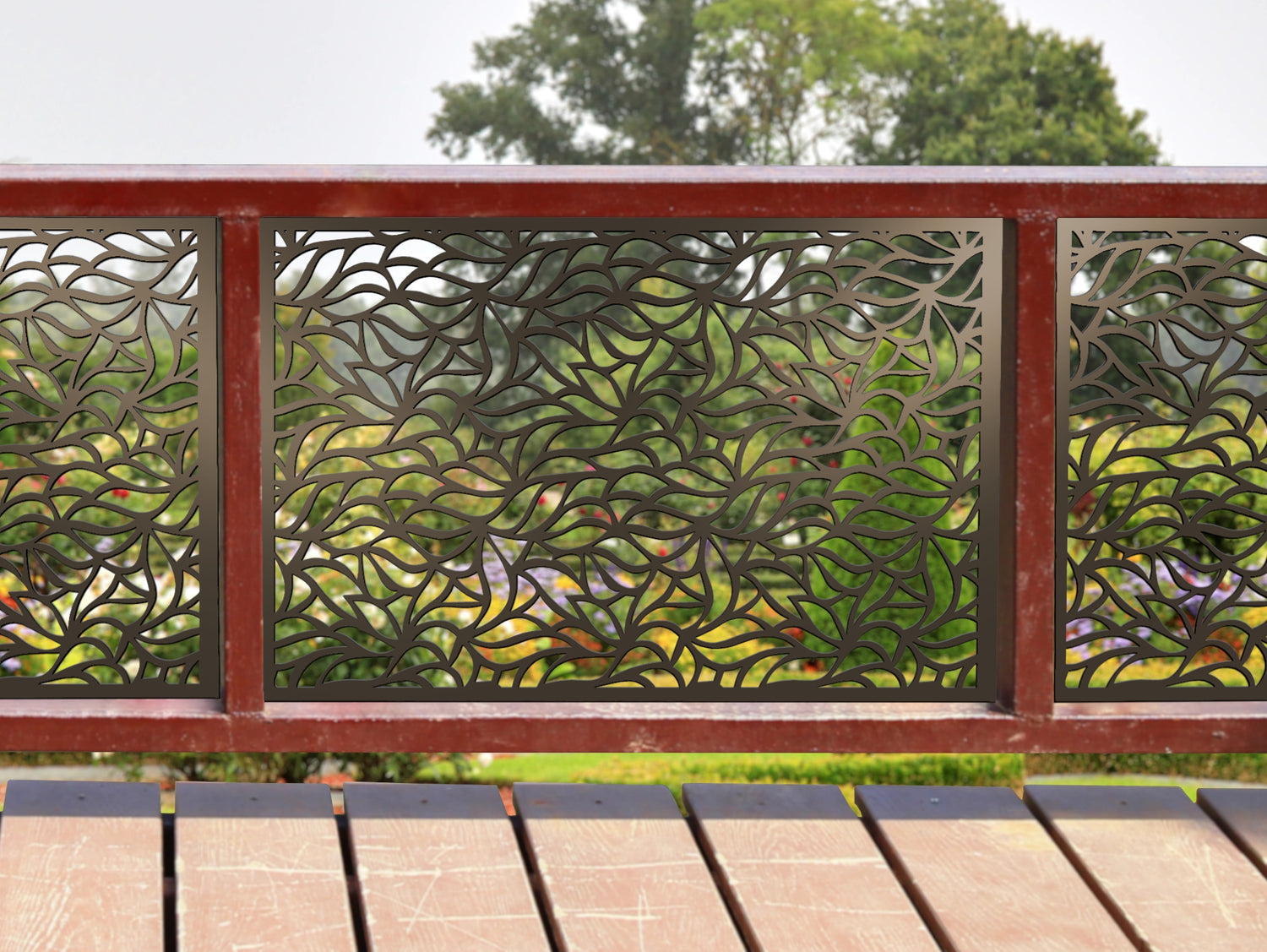 80"x30" - Garden Leaves Fence/Gate Panel Insert - Madison Iron and Wood