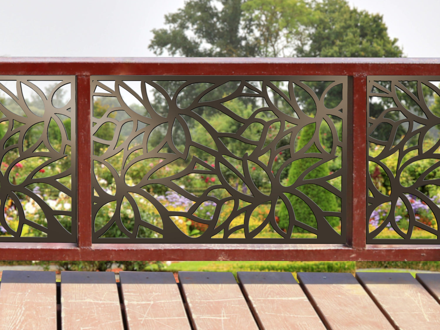 80"x30" - Leaf Pattern Fence/Gate Panel Insert - Madison Iron and Wood